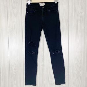Current Elliott | The Stiletto Ankle Skinny Jeans In Jet Black Size 25